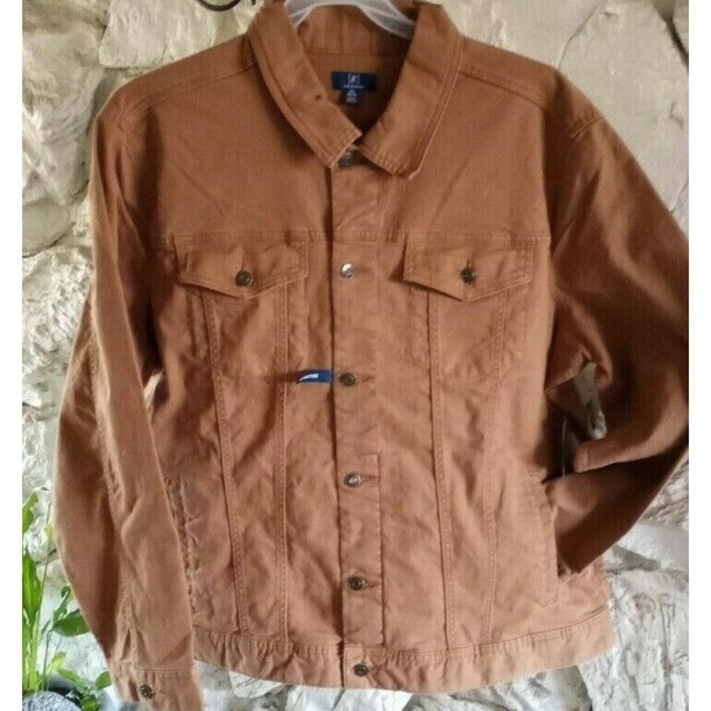NEW Classic Men's Unisex Brown Jacket Trucker Hipster Cotton Blend STRETCH Coat